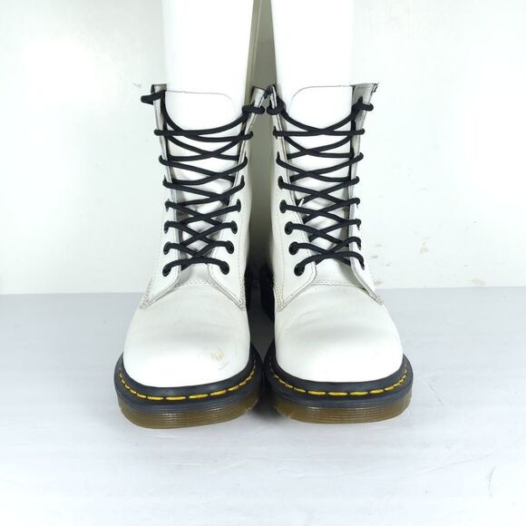 Dr. Martens Women's Pascal US7 White Leather Lace Up Ankle Combat Boots 11821 - Picture 3 of 16